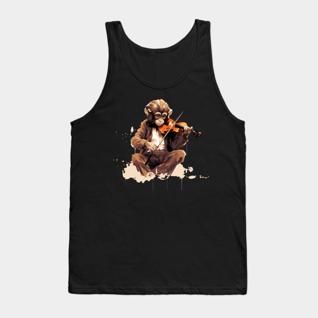 Monkey Playing Violin Tank Top by Graceful Designs